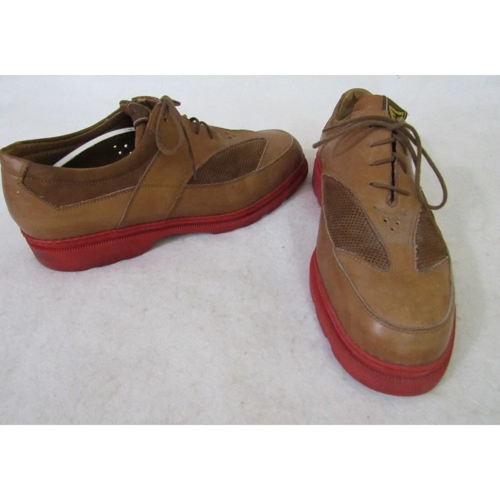 Michael Toschi GX Golf Leather Mesh Shoes Brown Red Sole Size 8.5 Men's‎